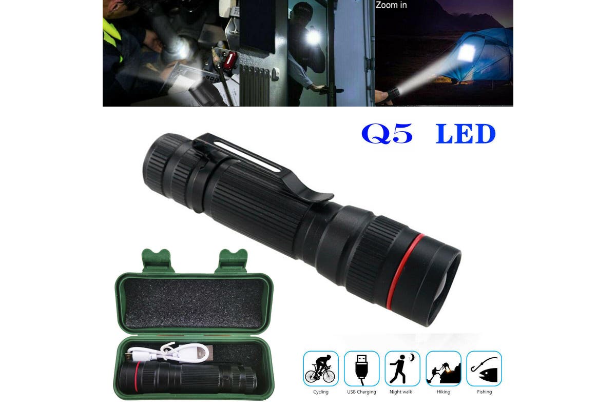 Super Bright Zoomable Torch Led Flashlight USB Rechargeable Tactical light