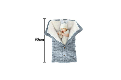 Baby Hooded Swaddle Knit Wrap Blanket Warm Pram Pushchair Stroller Sleeping Bag, Grey