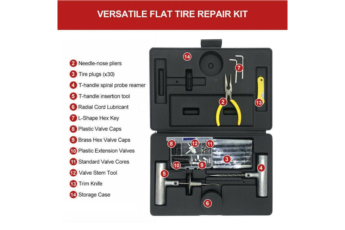 Recovery Tyre 56PCS Puncture Repair Kit Heavy Duty 4WD Offroad Plugs Tubeless