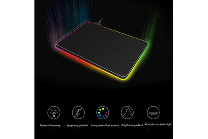 RGB LED Gaming Mouse Pad Desk Mat Extend Anti-slip Rubber Speed Mousepad Size 80cm x 30cm Black with 7 Colour LED