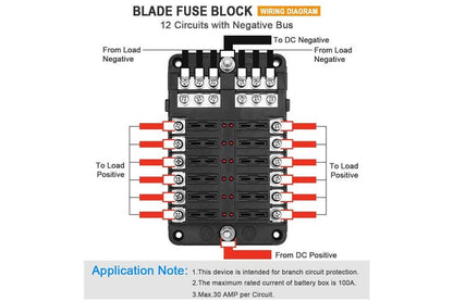 12 Way Blade Fuse Auto Block Box Holder Indicator 12V ATC ATO Circuit Car Boat