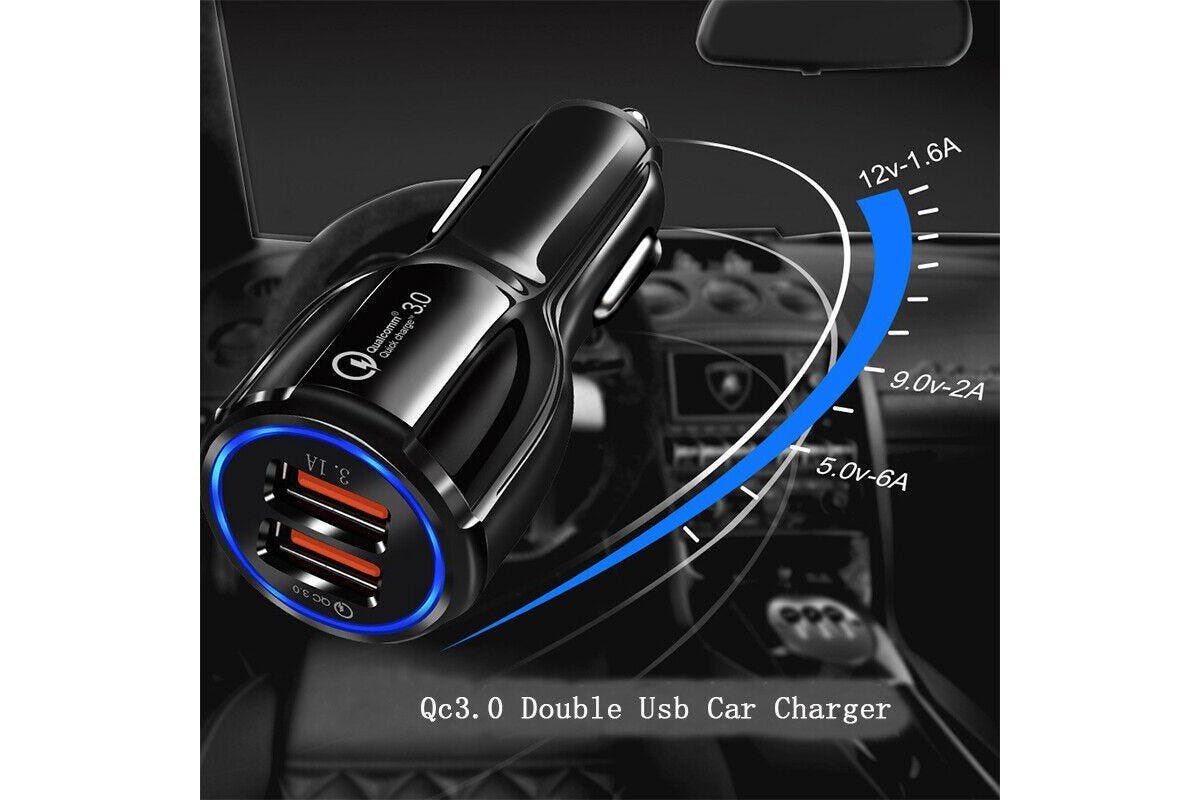 12V Car Lighter Socket Dual QC3.0 USB Ports Fast Charger Power Adapter