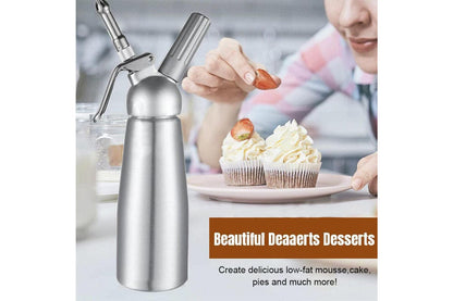 Silver Cream Whipper Whip Coffee Dessert Butter Dispenser Chargers Foam Whipped 500ML