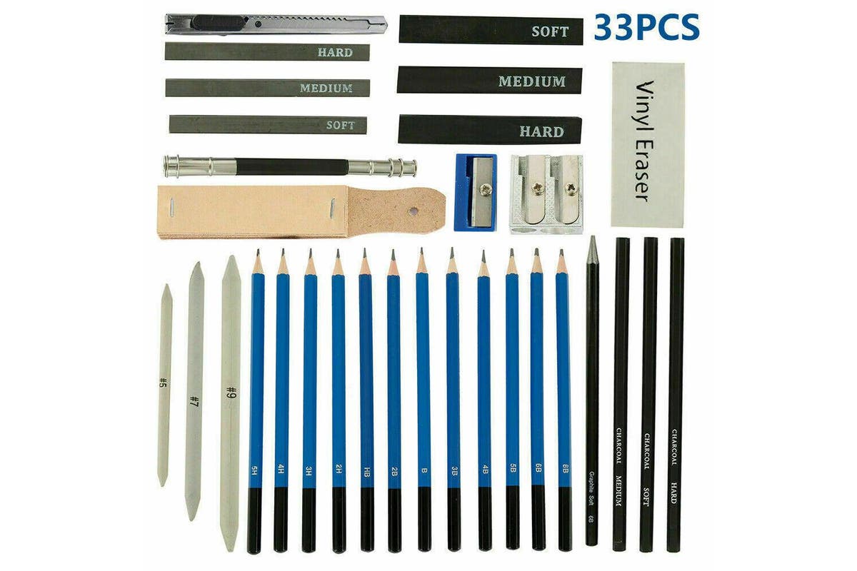 33pcs Drawing Sketch Set Charcoal Pencil Eraser Art Craft Painting Sketching Kit