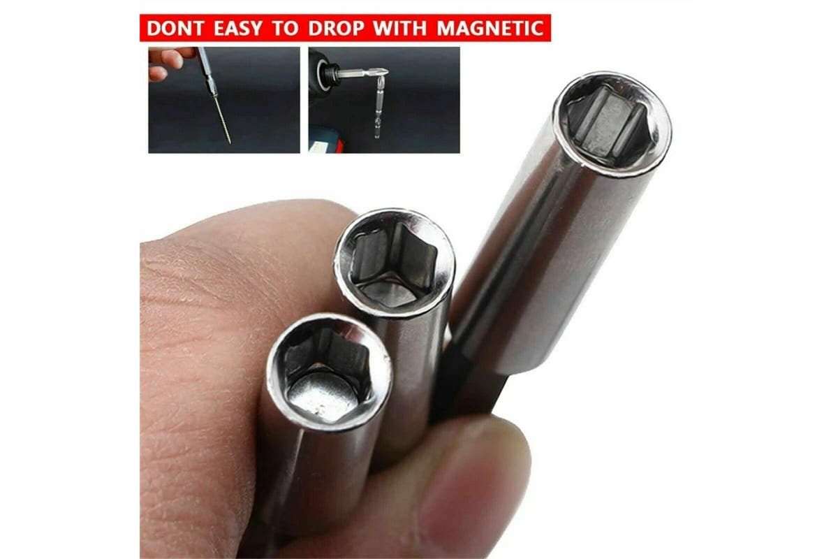 3-Piece Hex Shank Magnetic Screwdriver Extension Socket Drill Bit Holder 6.35MM