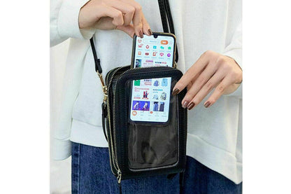 Women Crossbody phone Purse Touch Screen Bag RFID Blocking Wallet Shoulder Strap, Black