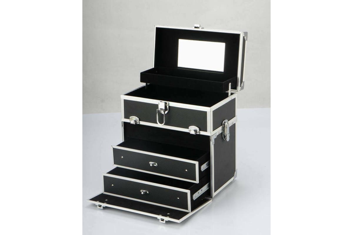 Portable Beauty Cosmetic Carry Case Makeup Organisation Box with Mirror