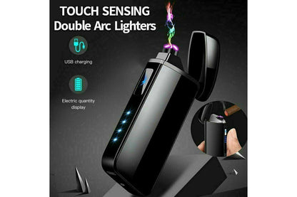 Electric Flameless Windproof USB Rechargeable Dual Arc Plasma Lighter Lighters