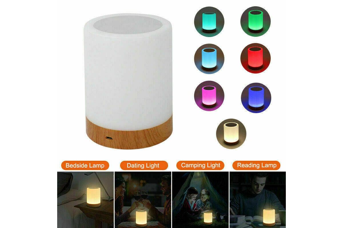 7 Color RGB Touch Night Light LED Lamp Mood Dimmable Bedside USB Rechargeable