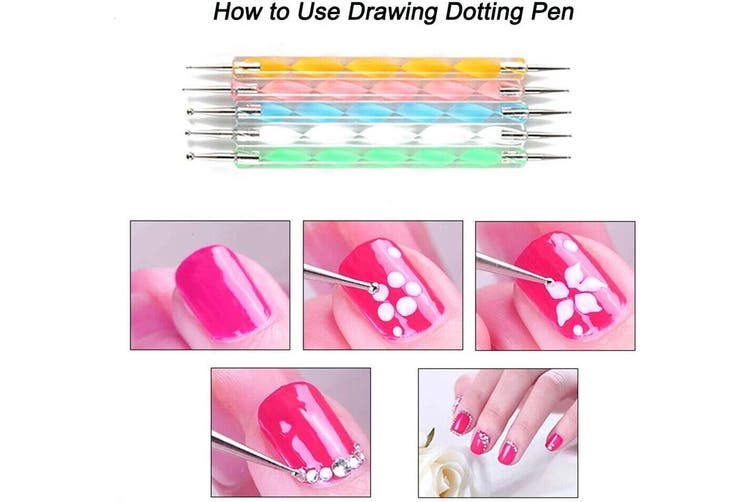 30xNail Art Painting Design Brushes Dotting Drawing Polish Pen Kit Striping Tape