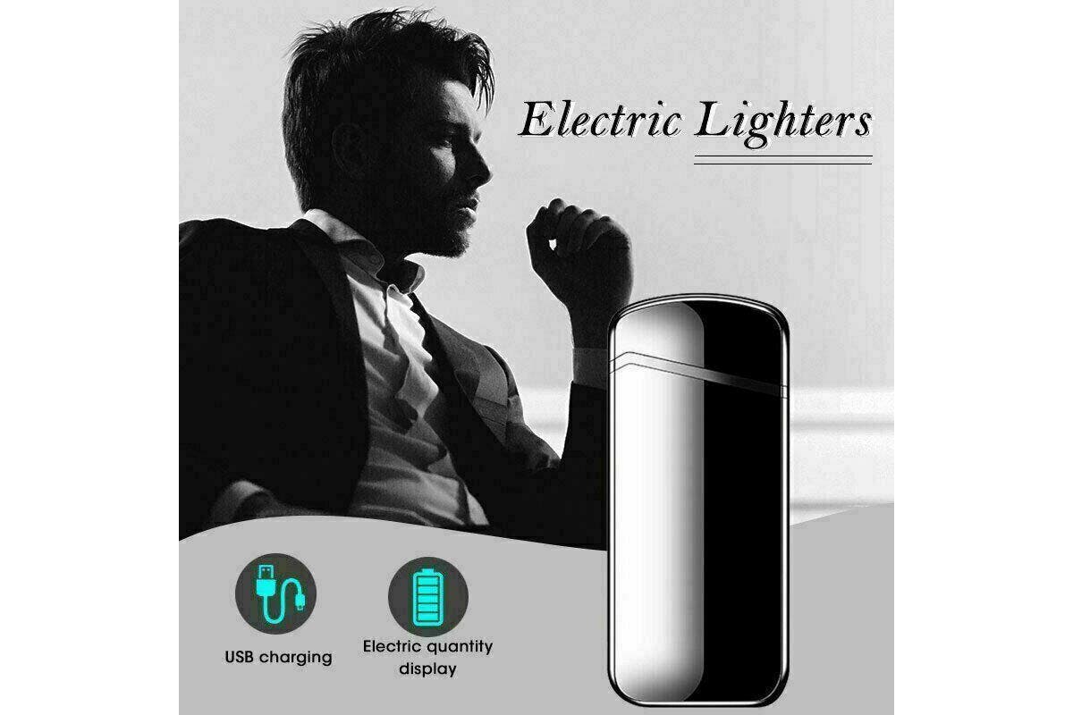 Electric Flameless Windproof USB Rechargeable Dual Arc Plasma Lighter Lighters