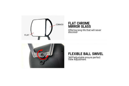 2x Towing Mirrors Pair Clip on Multi Fit Clamp On Towing Caravan 4X4 Trailer