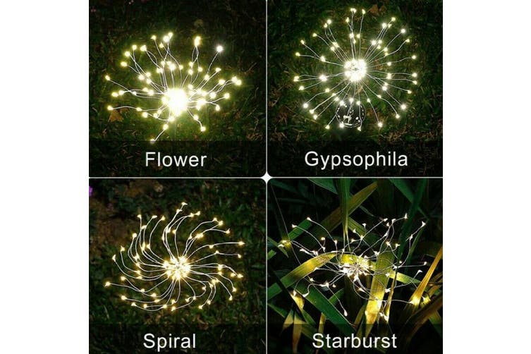 2X Fireworks LED Fairy String Lights Starburst Solar Xmas Garden Night Lamp, White