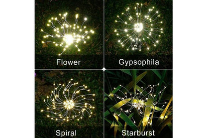 2X Fireworks LED Fairy String Lights Starburst Solar Xmas Garden Night Lamp, White