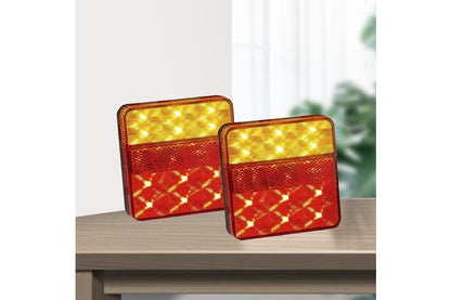 1 Pair 12V LED Trailer Lights Light Square Tail Stop Indicator Truck Lamp Kit