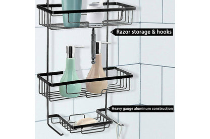 Steel Hanging Rack 3 Tier Bathroom Shower Caddy Black Shampoo Storage Shelf