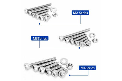 1080pcs M2/M3/M4 Stainless Steel Bolts Nuts Screws Hex Head Assorted Kit Set