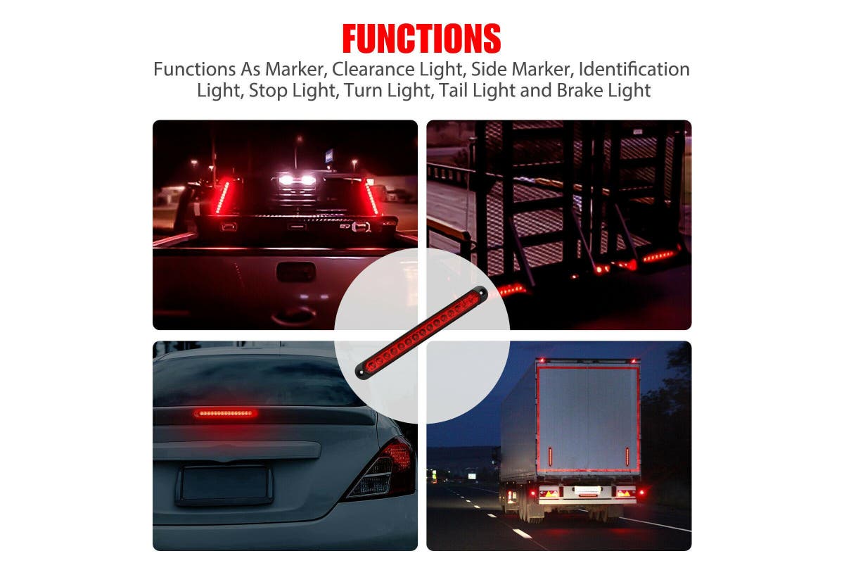 15 LED Tail Lights UTE STOP Brake Indicator Reverse Slim Strip RV Trailer Light