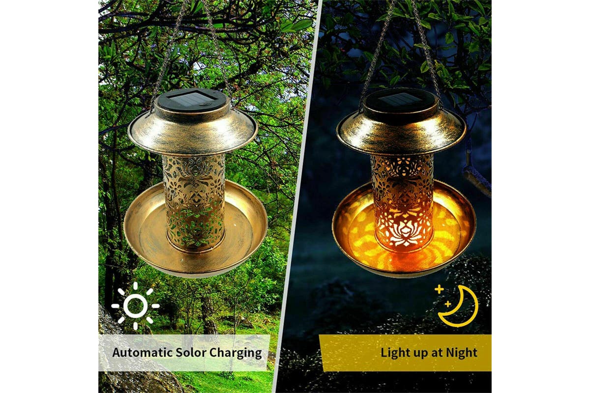 Solar Powered Bird Feeder Light Hanging Outdoor Solar Lamp Solar Garden Light