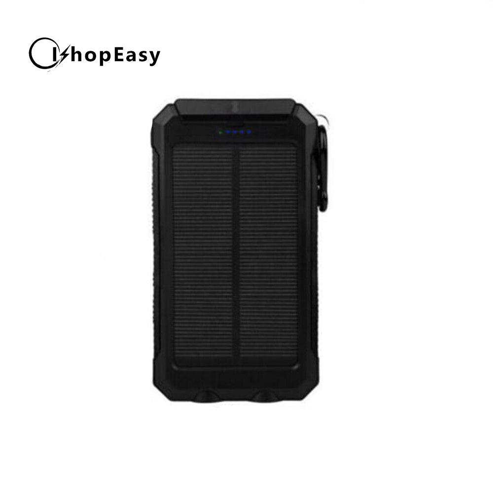 Ishopeasy 10000mAh Waterproof Solar Power Bank 2 USB LED External Backup Battery Charger