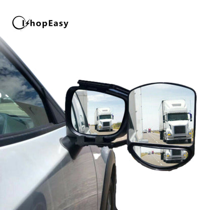 2x Towing Mirrors Pair Clip on Multi Fit Clamp On Towing Caravan 4X4 Trailer