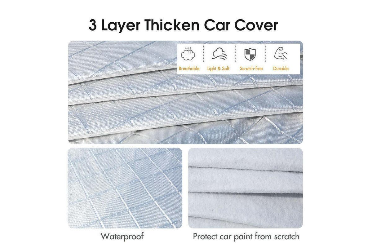 3XXL 3Layer Aluminum Waterproof Outdoor Car Cover Double Thick Rain UV Resistant