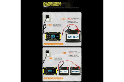 Car Battery Charger 12V/24V LCD Smart Battery Repair Boat Caravan Truck RED