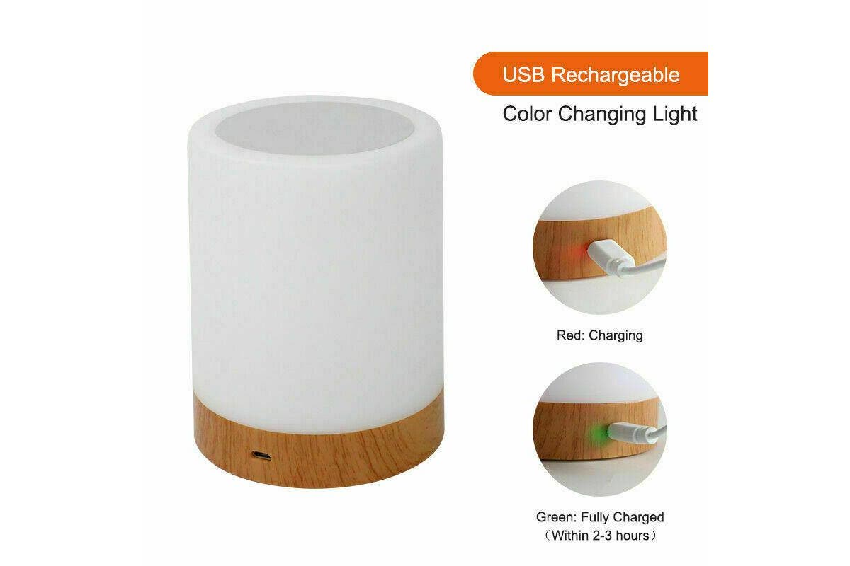 7 Color RGB Touch Night Light LED Lamp Mood Dimmable Bedside USB Rechargeable