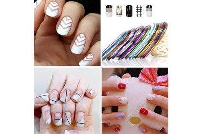 30xNail Art Painting Design Brushes Dotting Drawing Polish Pen Kit Striping Tape