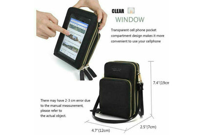 Women Crossbody phone Purse Touch Screen Bag RFID Blocking Wallet Shoulder Strap, Black