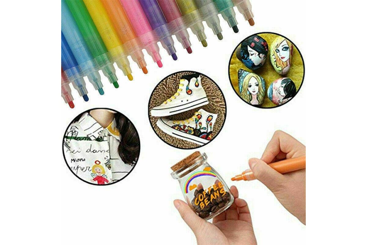 24 Colours Acrylic Paint Pens For Rock Painting Stone Ceramic Glass Rock Markers