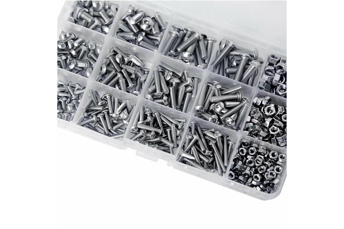 M3 M4 M5 304 500pc Stainless Steel Hex Socket Button Head Bolts Screws Nuts Kit