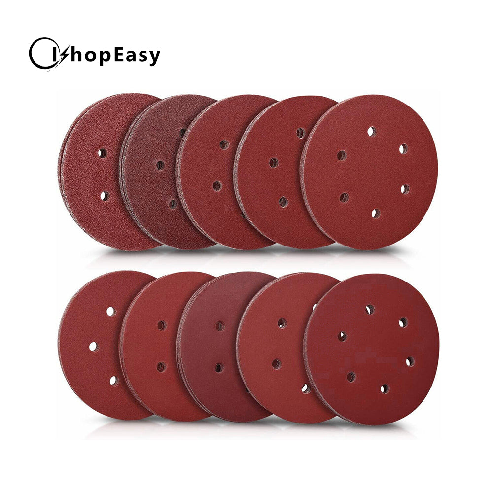 150PCS 6" Sanding Discs Pads 150mm 60 - 240 Grit Mixed Orbital Sander Sandpaper