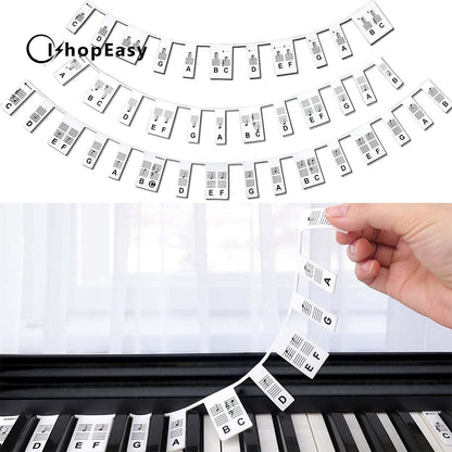 Removable Piano Keyboard Note Labels Reusable Silicone Stickers 88/61 Keys