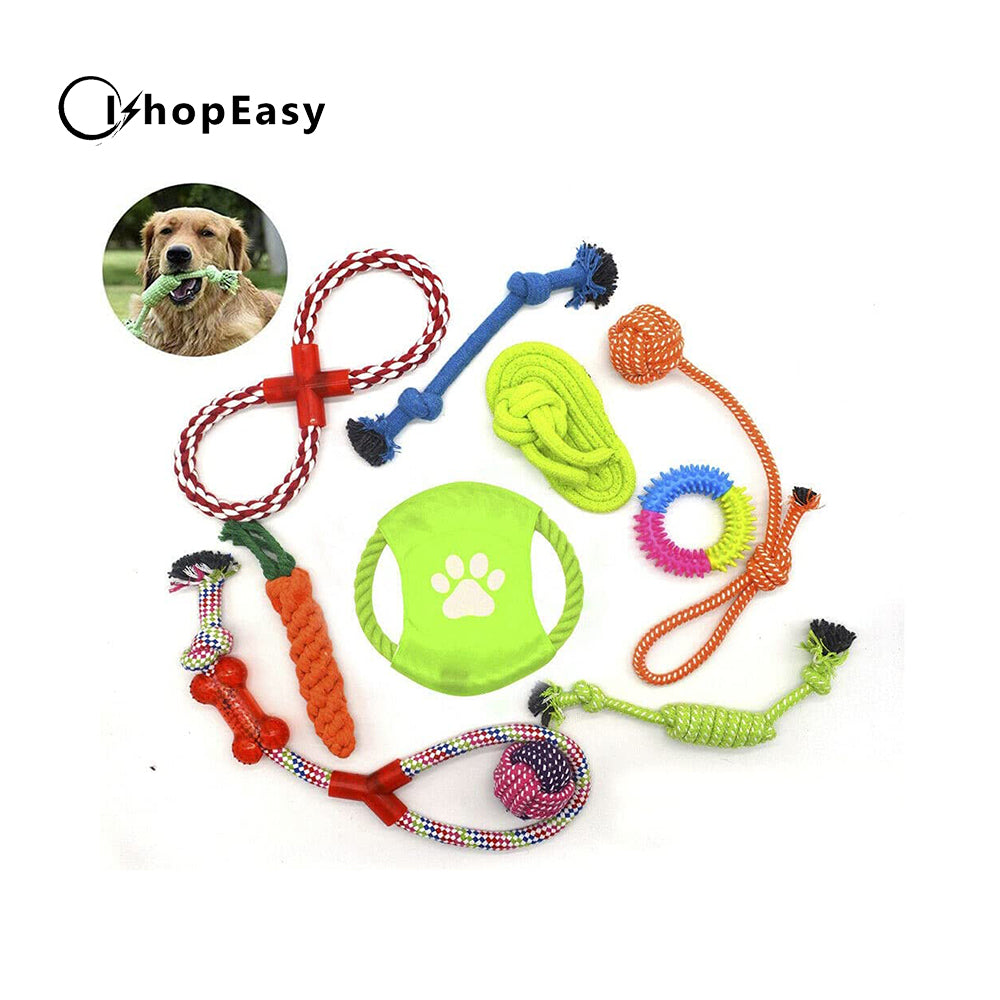 10pcs Indoor Outdoor Rope Interactive Dog Toys Training Toy Bite Teeth Cleaner