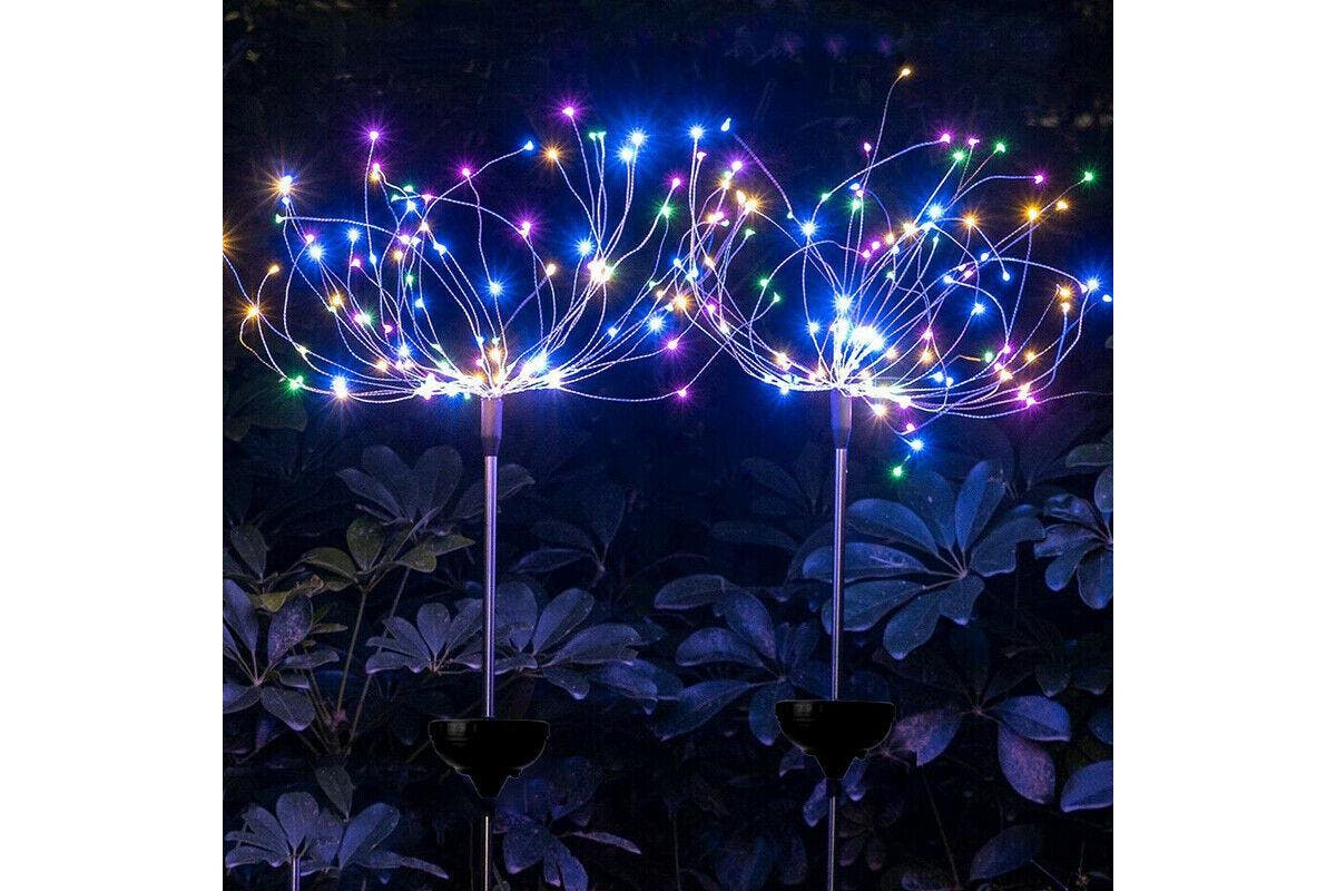 2X Fireworks LED Fairy String Lights Starburst Solar Xmas Garden Night Lamp, White