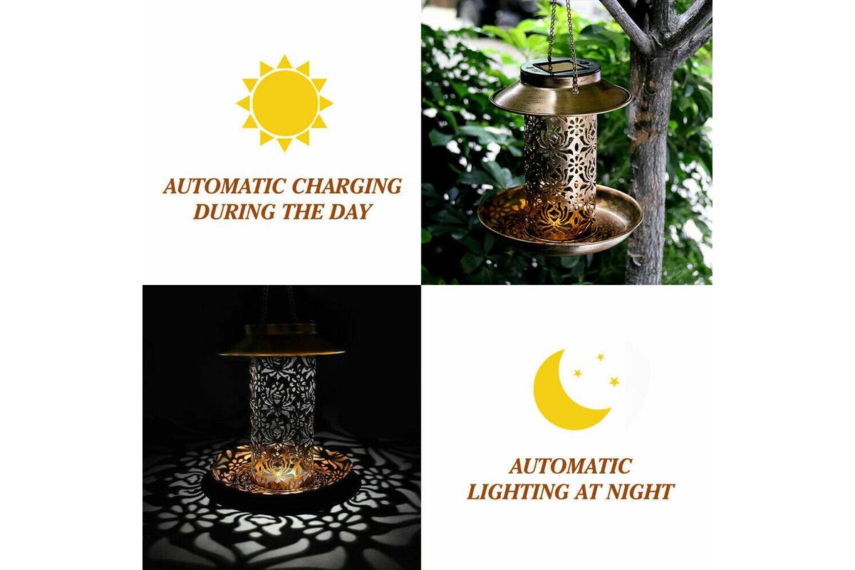 Solar Powered Bird Feeder Light Hanging Outdoor Solar Lamp Solar Garden Light