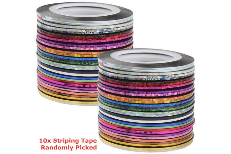 30xNail Art Painting Design Brushes Dotting Drawing Polish Pen Kit Striping Tape