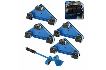 5pcs Furniture Slider Lifter Moves Wheels Mover Kit Home Moving Lifting System Blue