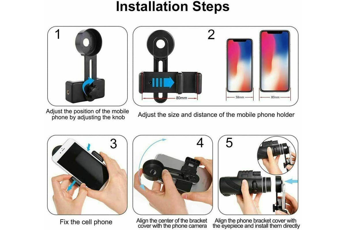 Durable Portable Telescope Monocular Travel +Phone Clip +Tripodset