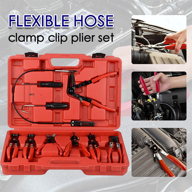 Ishopeasy 9pc Hose Clamp Clip Plier Kit Set Swivel Jaw Flat Angled BandAutomotive Tool Kit