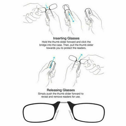 Flexible Portable Mini Nose Clip Reading Glasses Wallet Pocket Phone +2.50