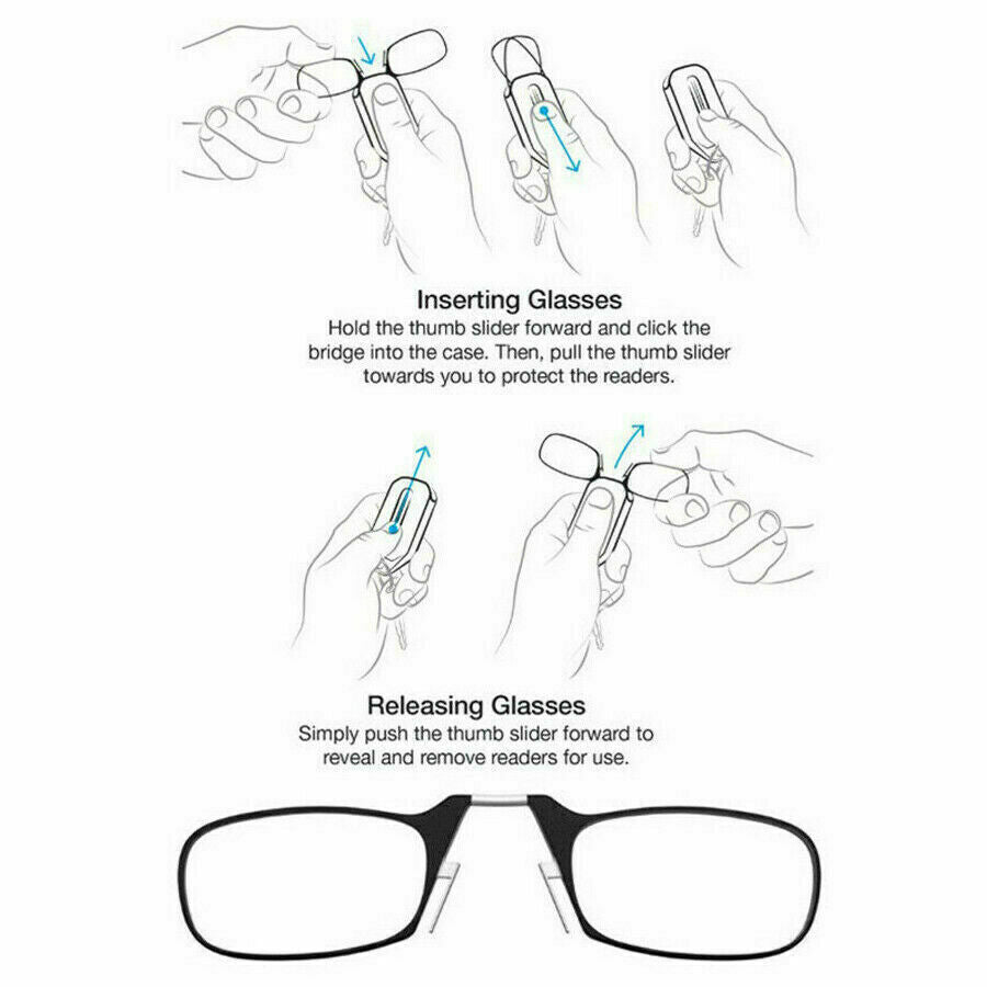 Flexible Portable Mini Nose Clip Reading Glasses Wallet Pocket Phone +2.00