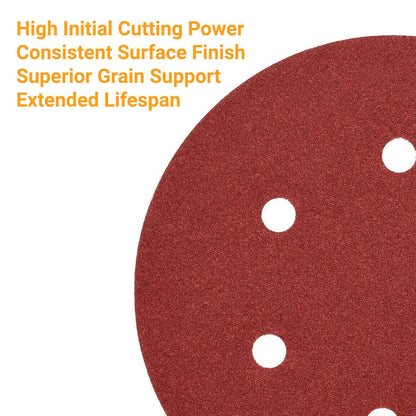 120PCS 150mm 6-Hole Sanding Discs 60-800 Grit Hook and Loop Orbital Sander Pads