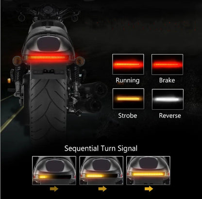 Ishopeasy Motorcycle Tail Light Strip Aluminum Triple LED Sequential Turn Signal