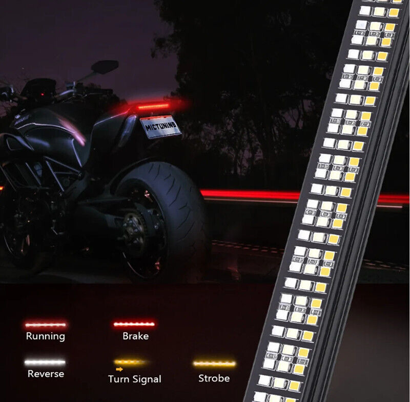 Ishopeasy Motorcycle Tail Light Strip Aluminum Triple LED Sequential Turn Signal