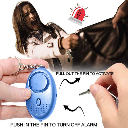 1PCS Personal Alarm Self-defense Siren Emergency Safe Keychain Sound Song Torch Blue