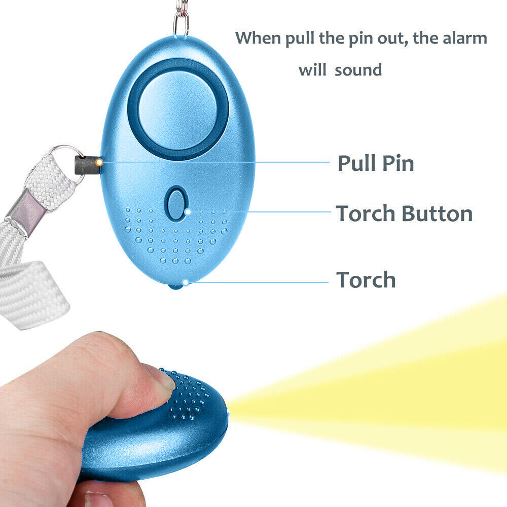 1PCS Personal Alarm Self-defense Siren Emergency Safe Keychain Sound Song Torch Blue