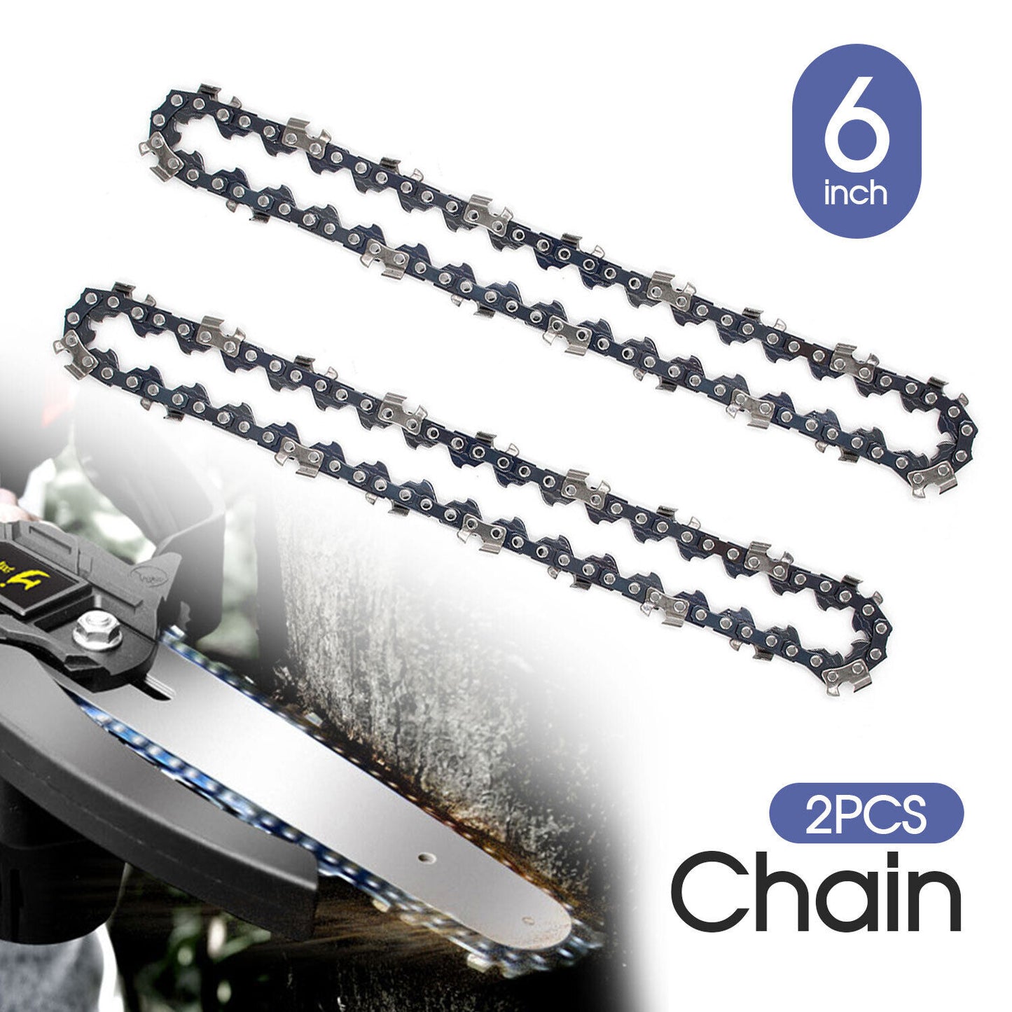 Ishopeasy 2pcs 6" Chainsaw Chains for 6 inch Mini Cordless Electric Chain Saw Wood Cutter