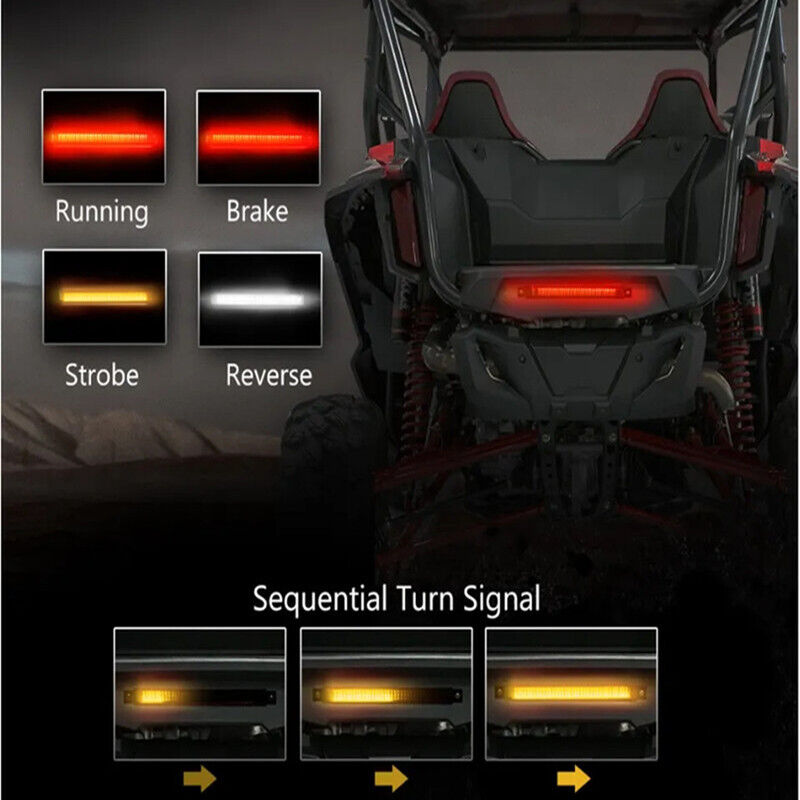 Ishopeasy Motorcycle Tail Light Strip Aluminum Triple LED Sequential Turn Signal